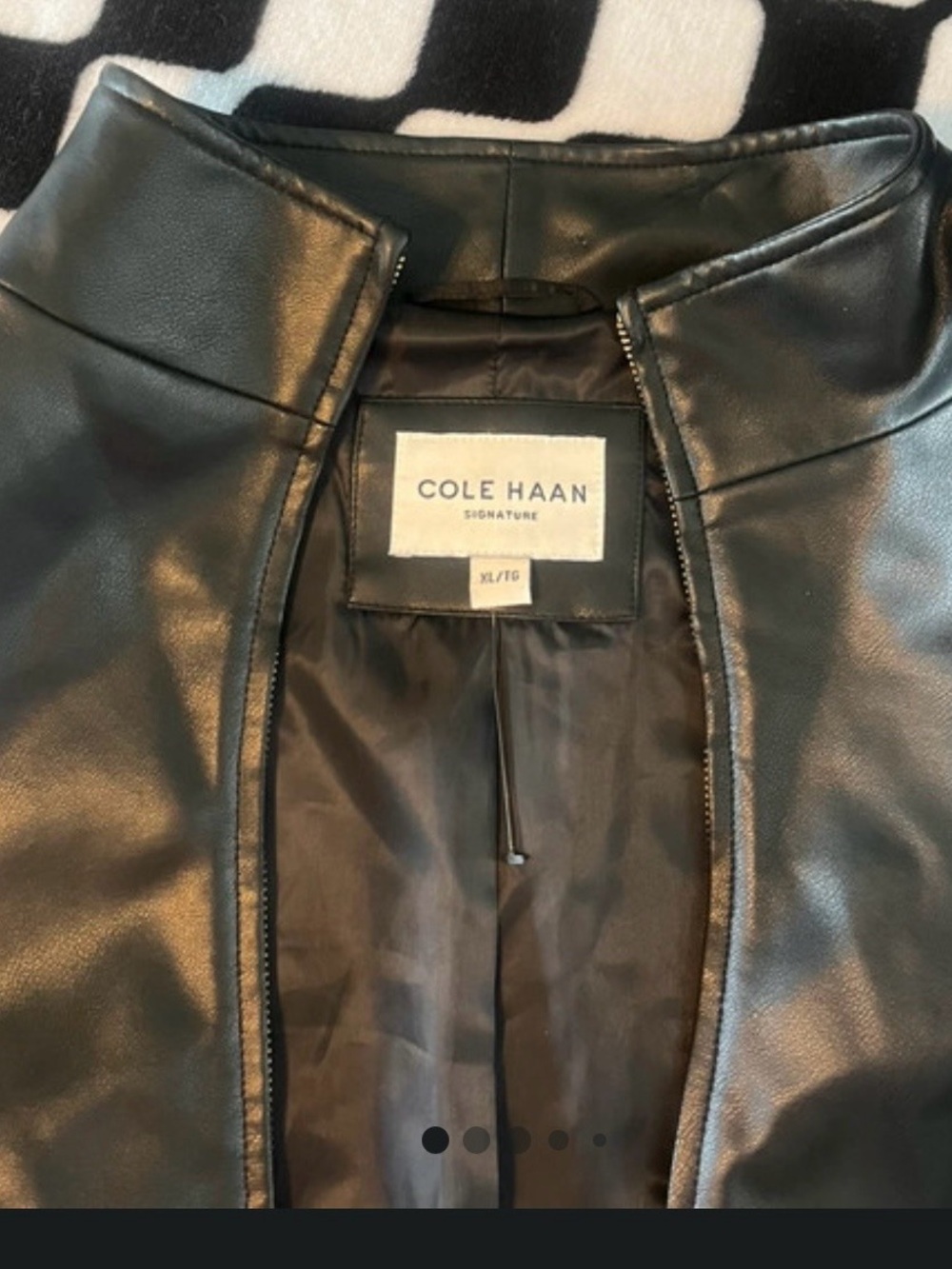 Cole Haan Black Leather Bomber Jacket